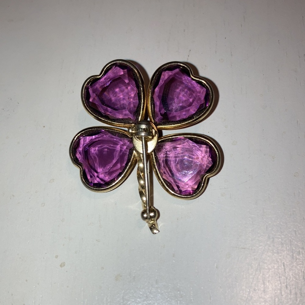Purple Shamrock Brooch - Picture 3 of 5